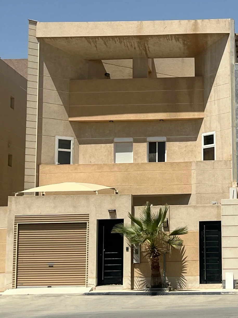 Project Lamella before works — existing stucco elevation